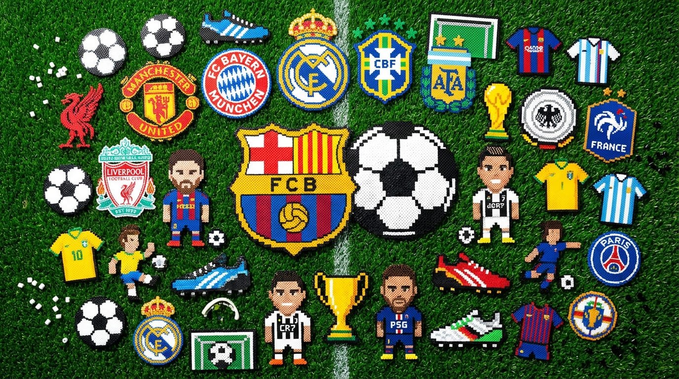 Fotball Perler Samling - Messi, Ronaldo, klubbemblemer og flere