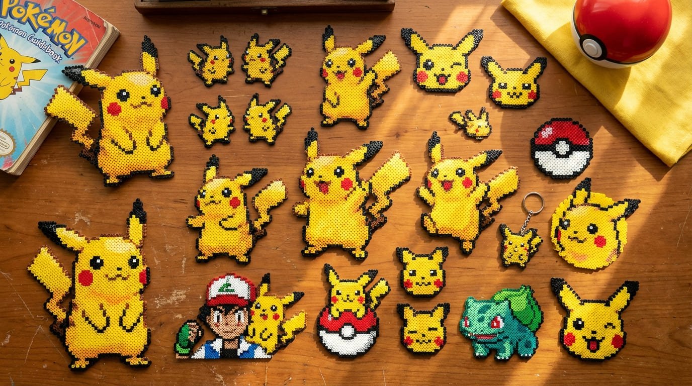 Pikachu Perler Samling - Pikachu i alle former og positurer