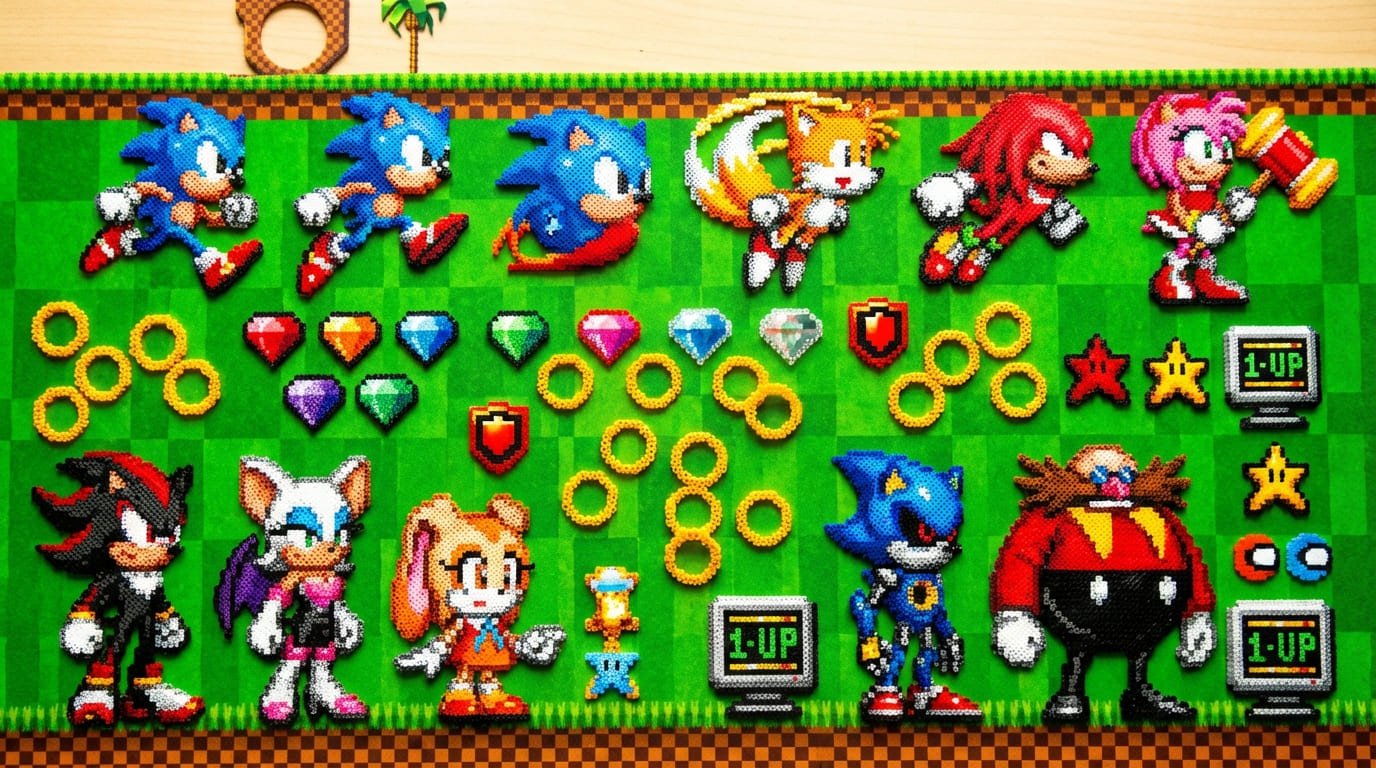 Sonic Perler Samling - Sonic, Tails, Knuckles og flere