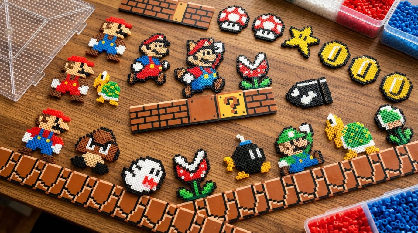 Super Mario Perler Samling - Mario, Luigi, Yoshi og flere