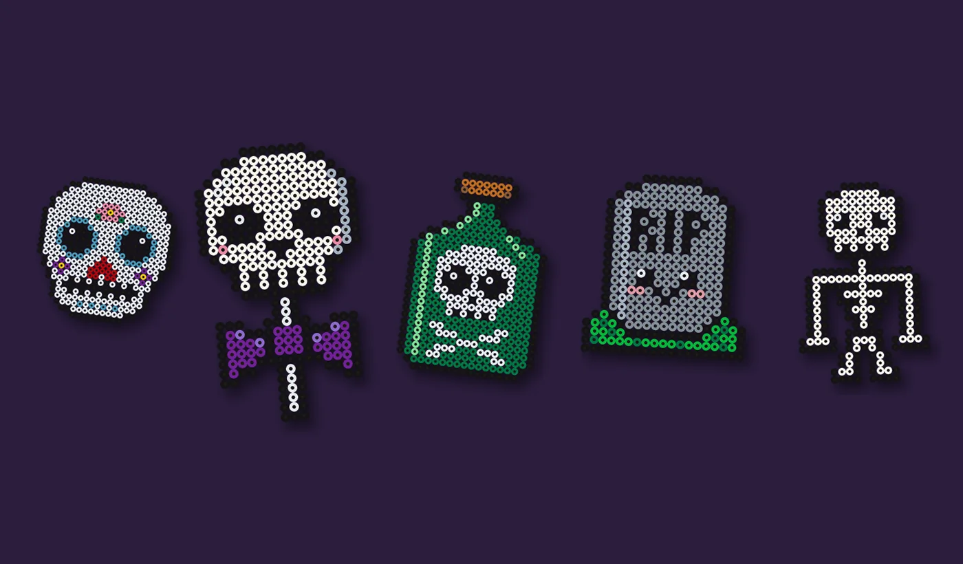 Halloween Bügelperlen Skelett und Totenkopf: so planst du deine Perlen