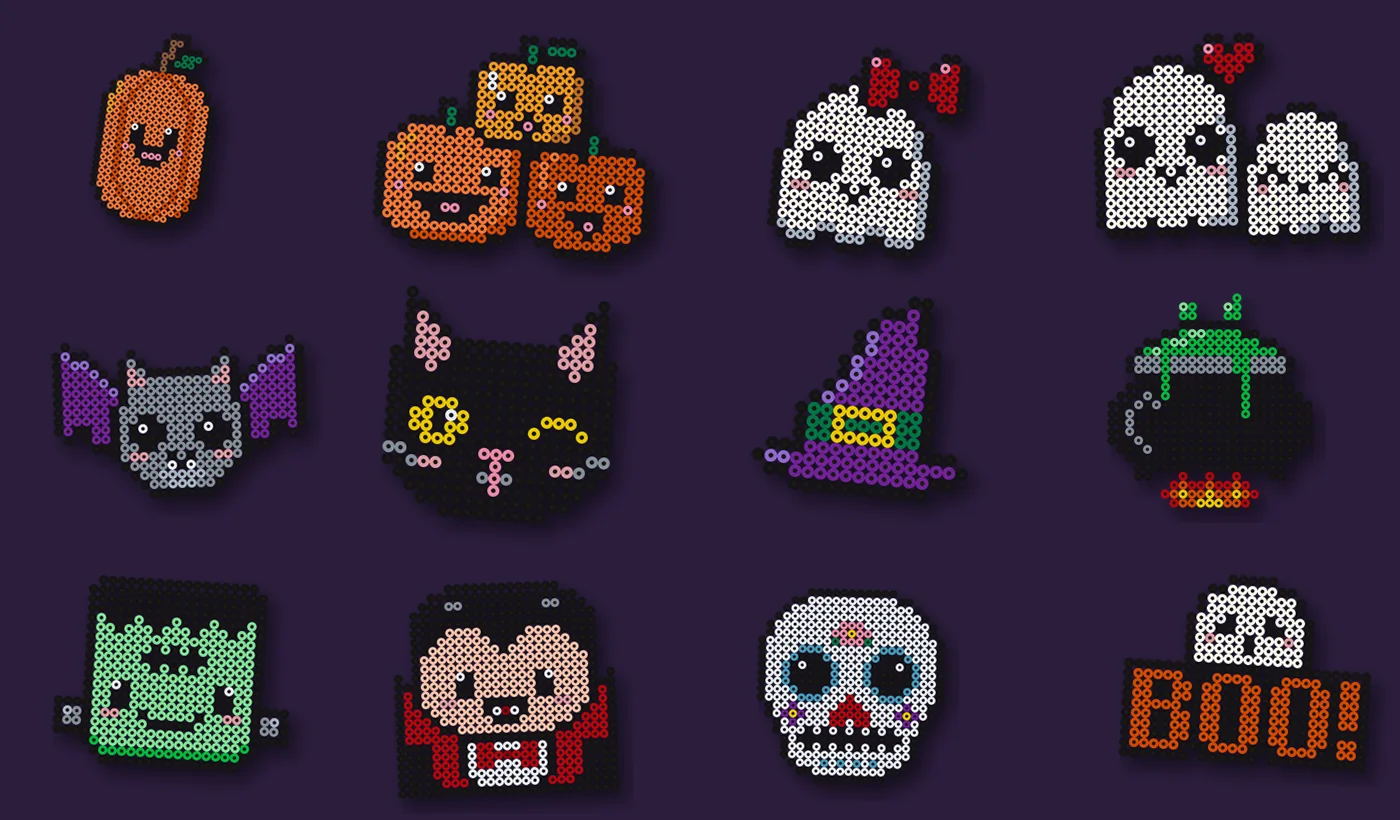 Halloween pärlplattor: pumpor, spöken och snälla monster
