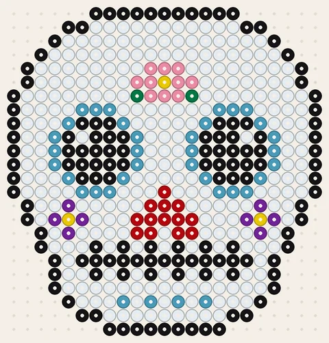 Crâne en sucre fleuri – modèle perles à repasser halloween